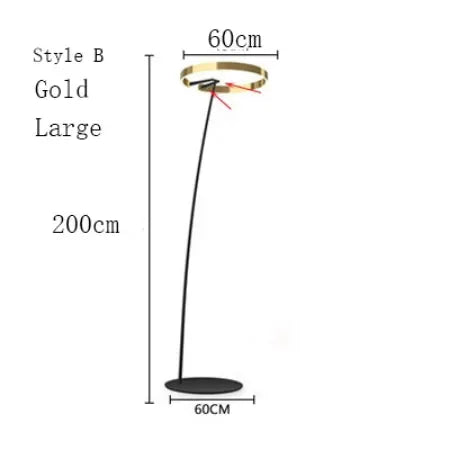 Lampe sur pied nordique en forme d'anneau de pêche