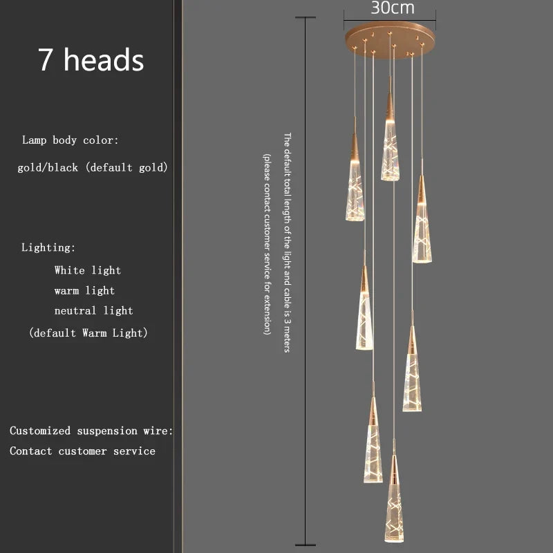 lustre moderne suspendu à branches avec longue ligne à led