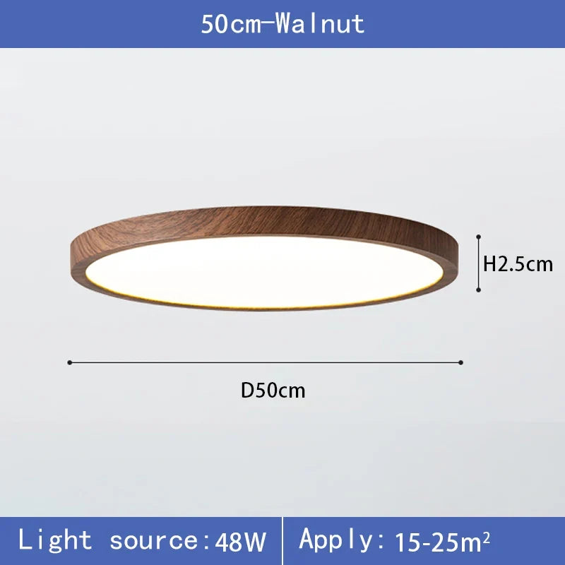 plafonnier led ultra-mince circulaire grain de bois 3 tons lumière