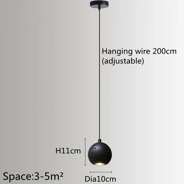 Suspension De Style Industriel Rétro Trou Noir Pierre LED Pendel Art Nordique Design Lustre pour Bar Salle À Manger Chambre