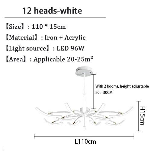 Black Chandelier Iron Dimmable Lamp Design, Suitable For Bedrooms, Living Rooms, Dining Rooms, Kitchens, Adjustable Chandeliers