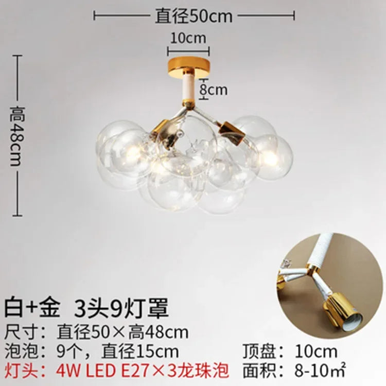 lustre moderne en verre à bulles pour décoration intérieure