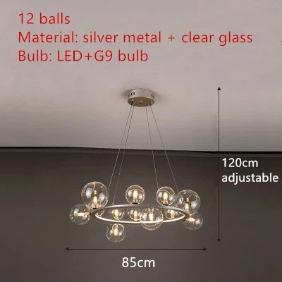 lustre en métal avec boule en verre pour décoration intérieure