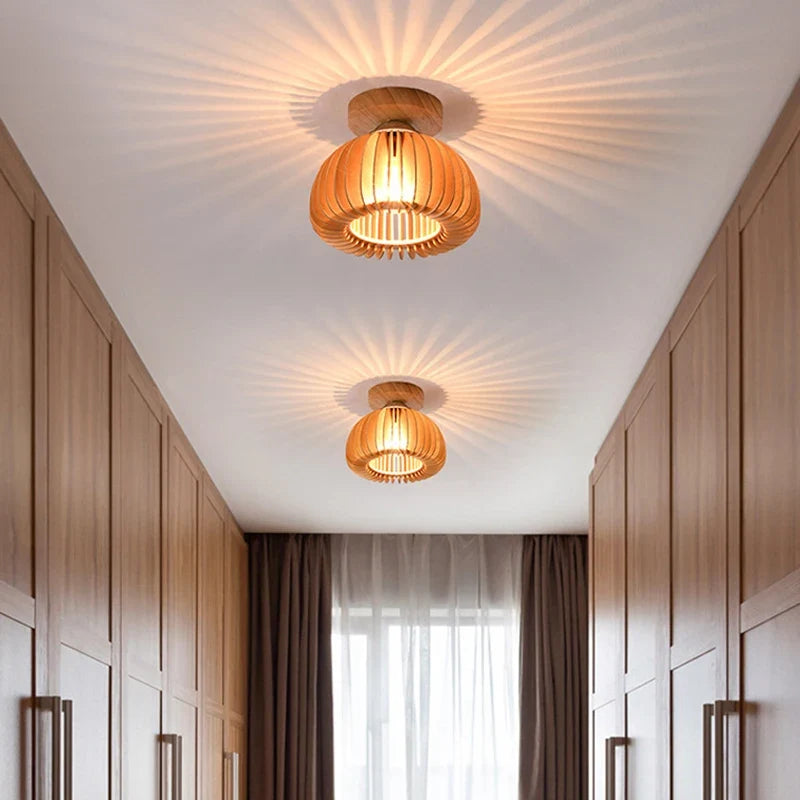 plafonnier led en bois massif design minimaliste moderne