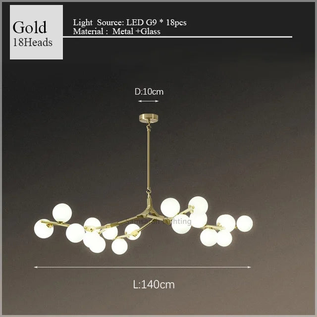 2024 Modern LED Chandelier Branches Style Glass Balls Ceiling Lamp Living Room Dining Room For Bedroom