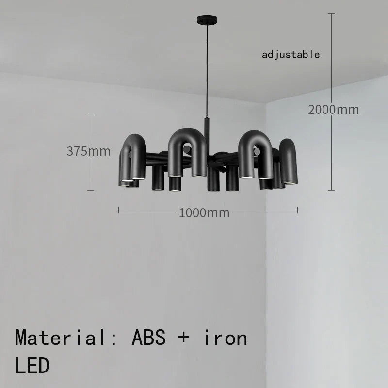 lustre art déco u tube en métal avec cordon réglable