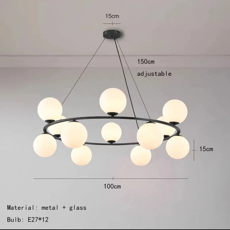 suspension en verre blanc design nordique pour intérieur décoratif