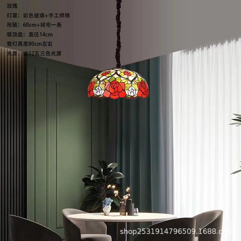 lustre rétro en verre teinté style méditerranéen pour restaurant et hall