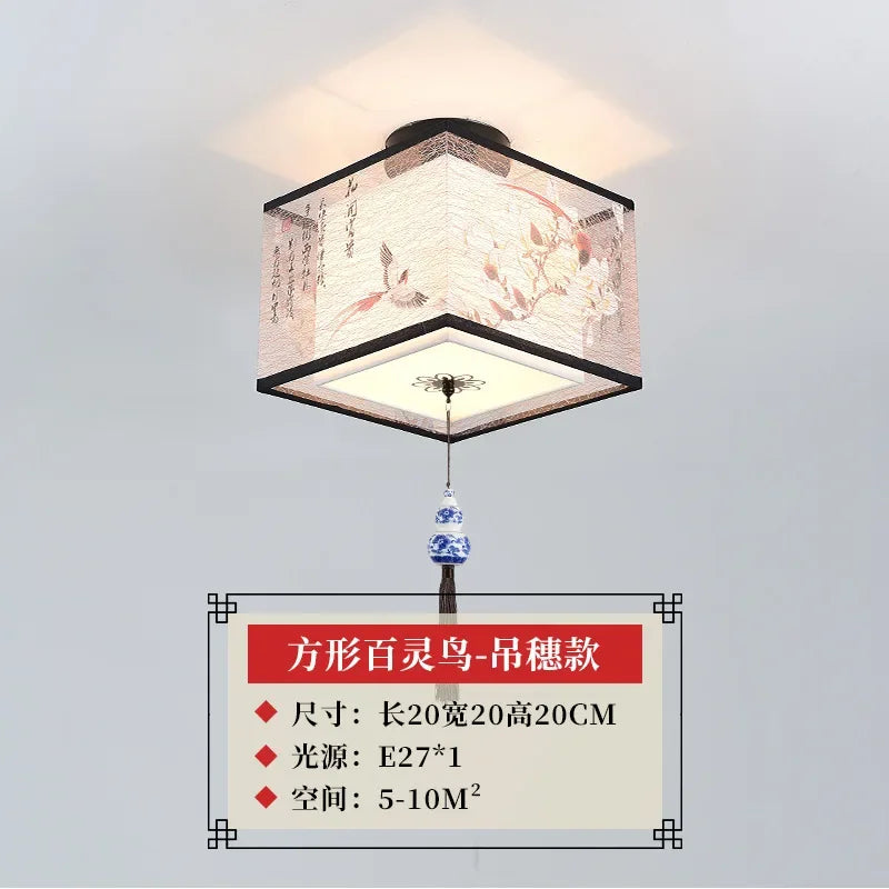 lustre chinois créatif lotus éclairage suspendu peinture décorative