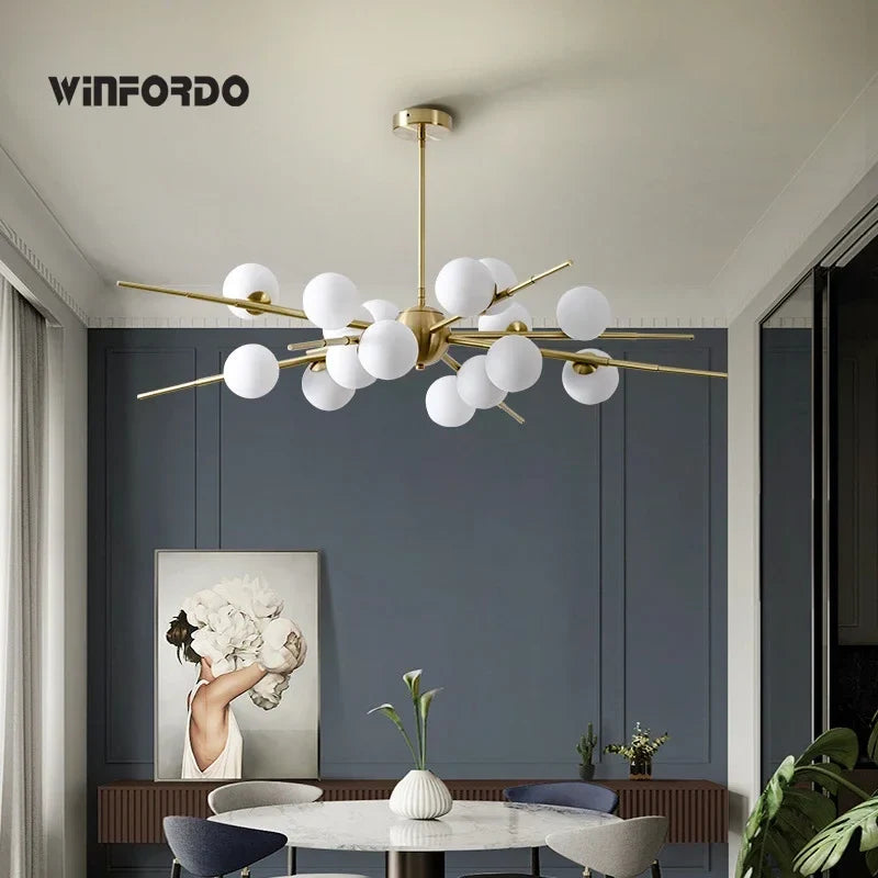 suspension LED en forme de boule de verre design moderne