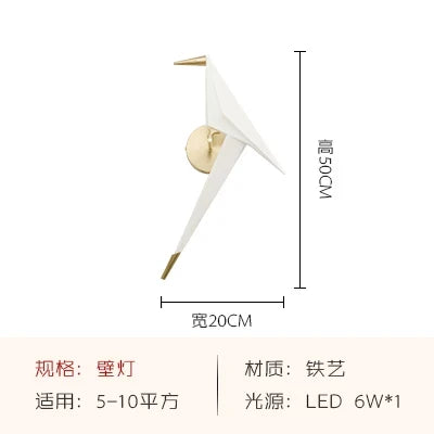 suspension LED design nordique en acrylique forme oiseau