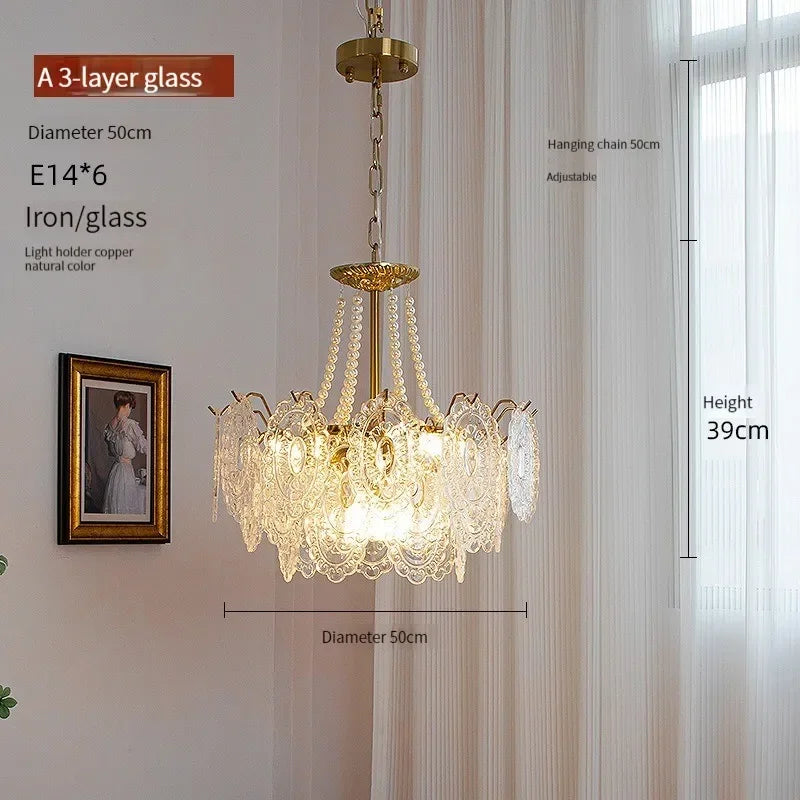 lustre moderne en verre clair pour intérieur élégant