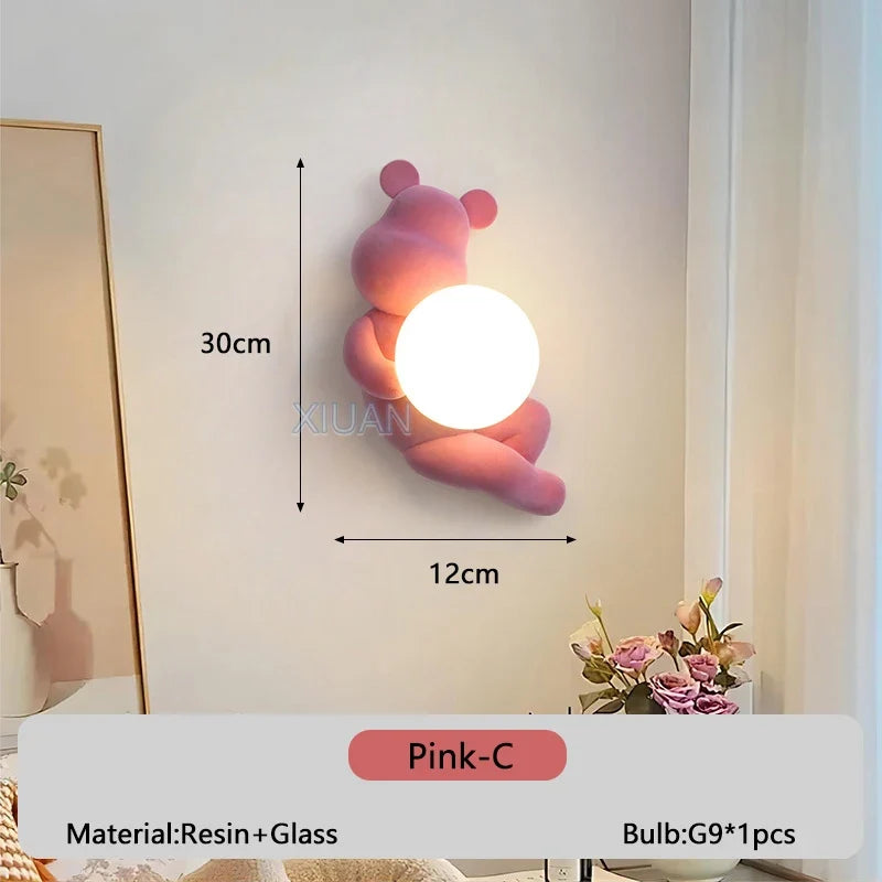 applique murale ours en résine et verre pour enfant