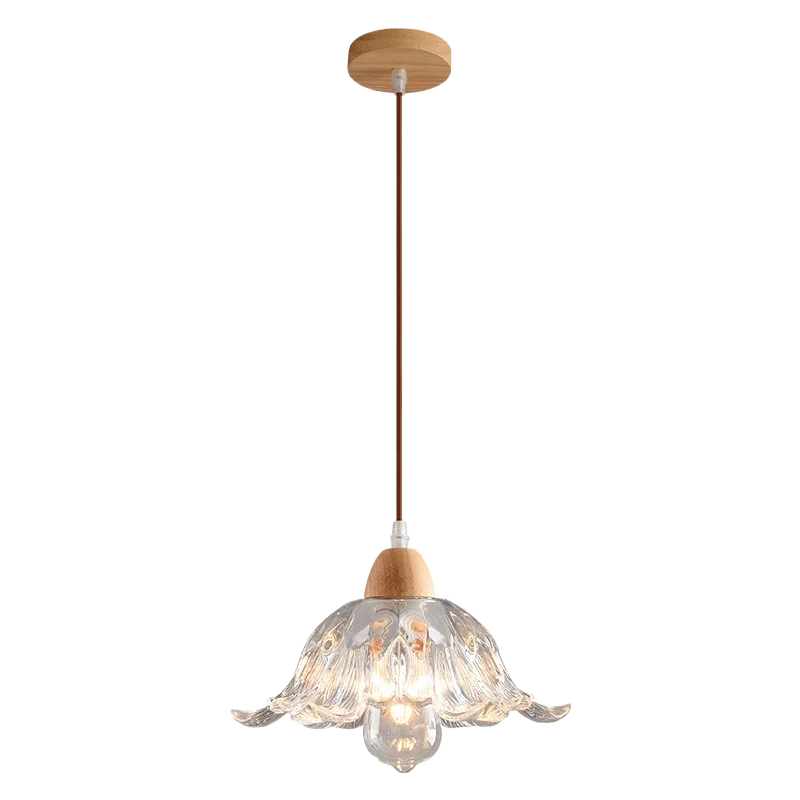 lustre nordique led suspendu moderne en bois et verre