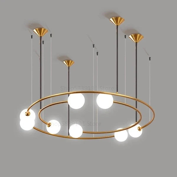 lustre moderne créatif orbite planète en verre led décoration café