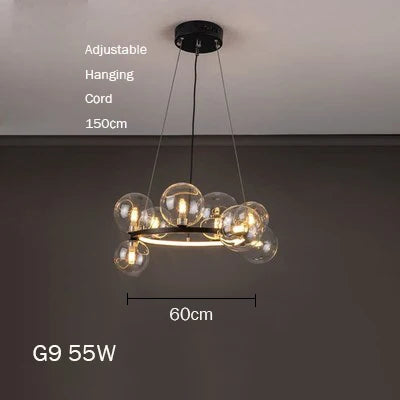 suspension lustre design bulle en verre créatif moderne