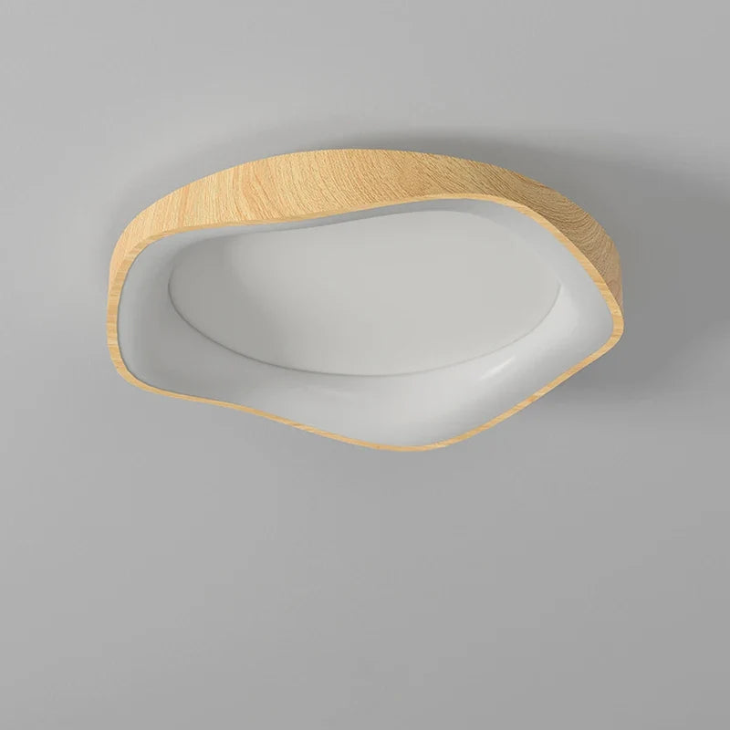lampe led circulaire simple grain de bois éclairage intérieur moderne