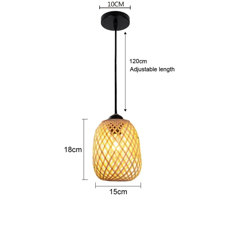 lustre en bambou et rotin tissé style japonais pour décoration