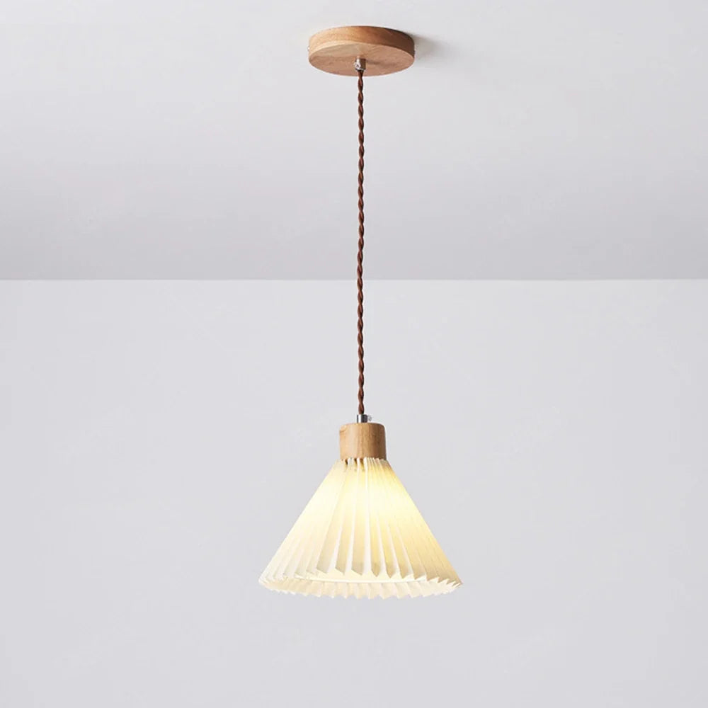 lustre led moderne avec abat-jour plissé suspendu