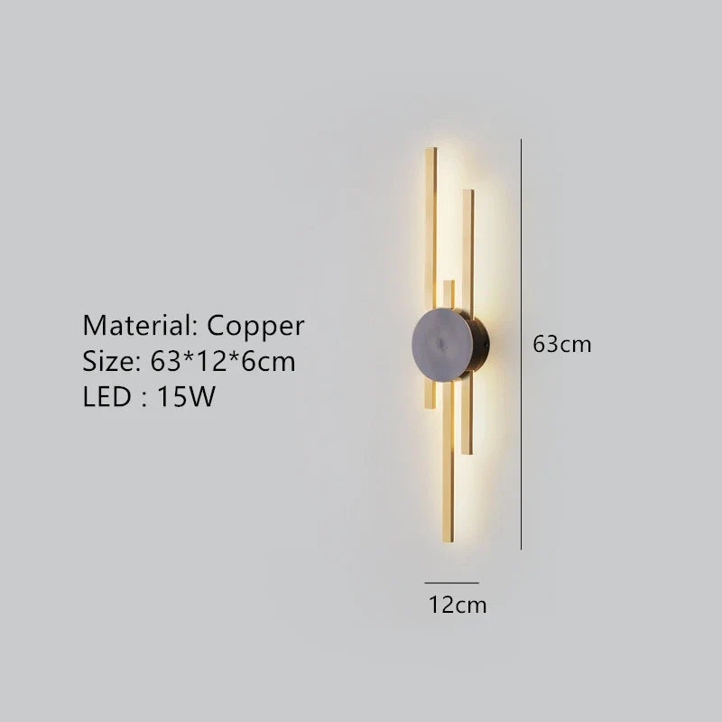 applique murale led minimaliste en laiton pour restaurant