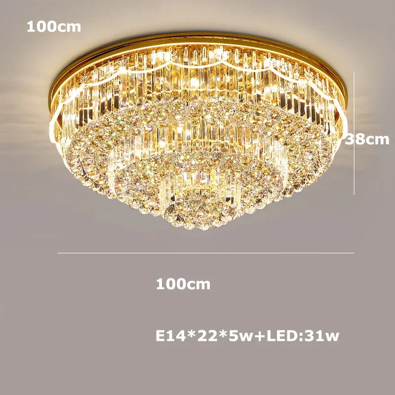 plafonnier led variable en cristal et acier inoxydable pour intérieur moderne