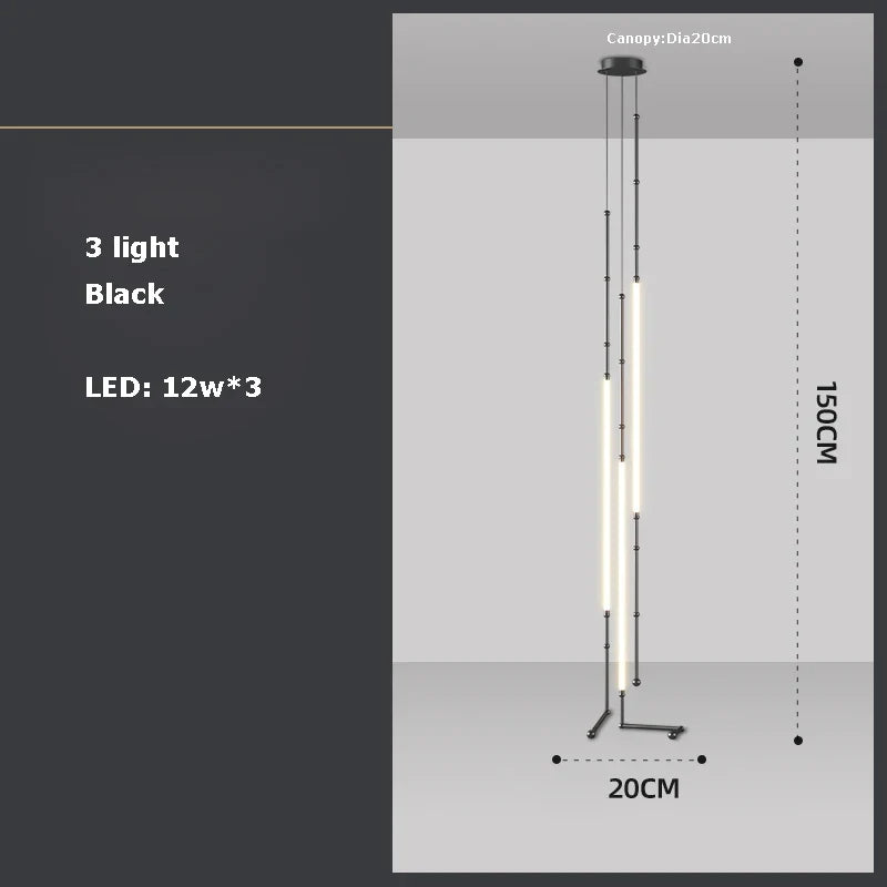 lustre linéaire à led design en acier inoxydable minimaliste