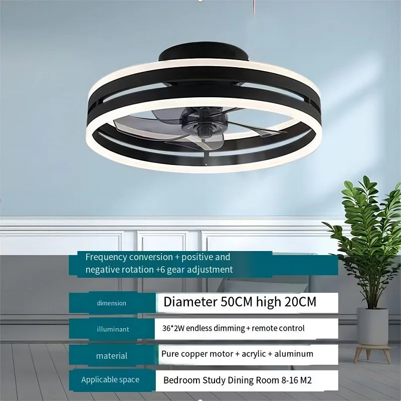 110V~265V APP and Remote Control Dual Intelligent Control  DC 6 speed Regulation Frequency Conversion Ceiling Fan Light