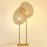lampadaire en rotin tissé style asiatique pour intérieur moderne