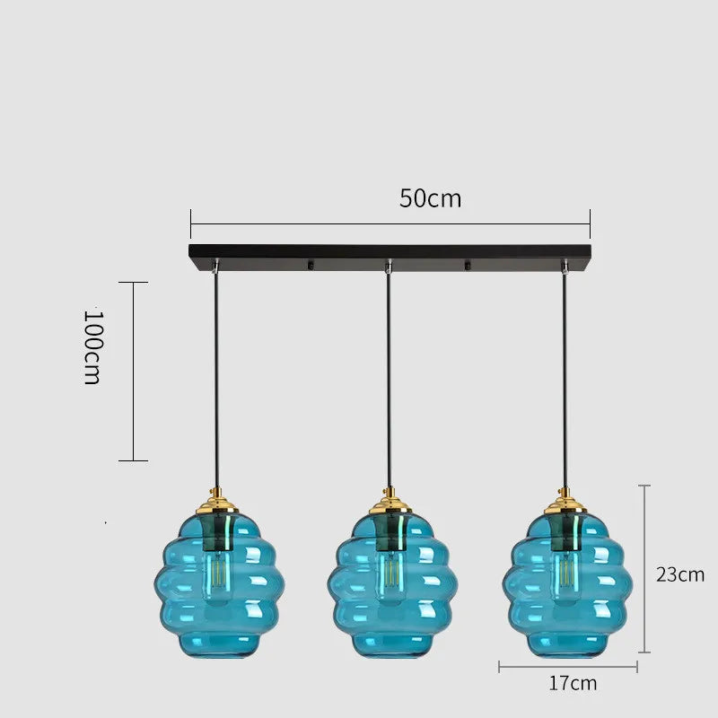 suspension moderne en verre teinté pour décoration intérieure