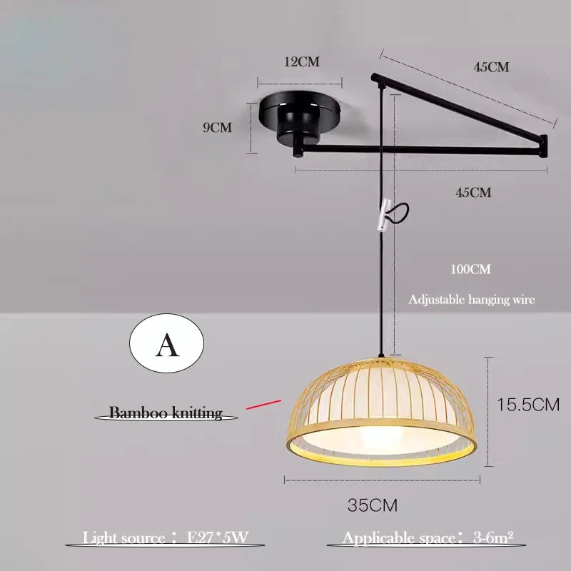 lustre minimaliste extensible rotatif avec bras pivotant pliable
