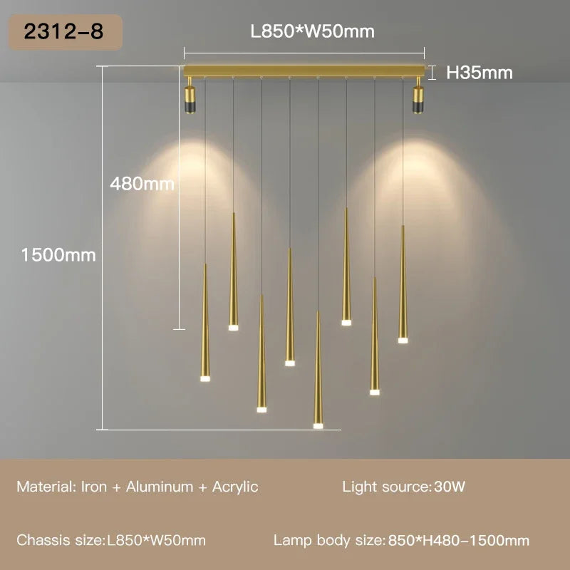 lustre moderne à led pour décoration d'intérieur haut de gamme