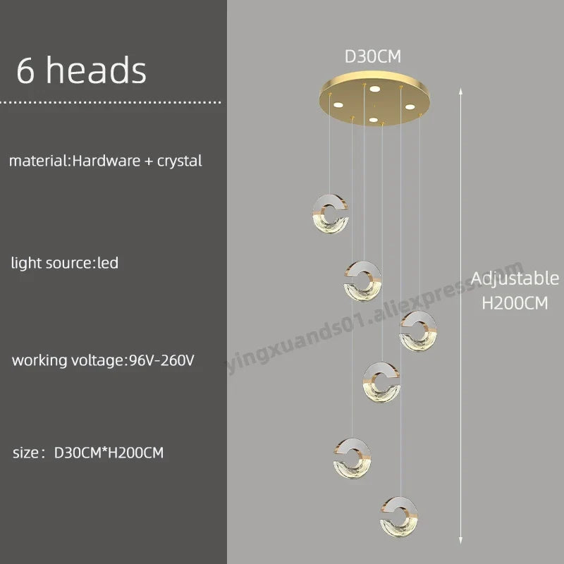 lustre moderne en cristal design loft pour éclairage minimaliste