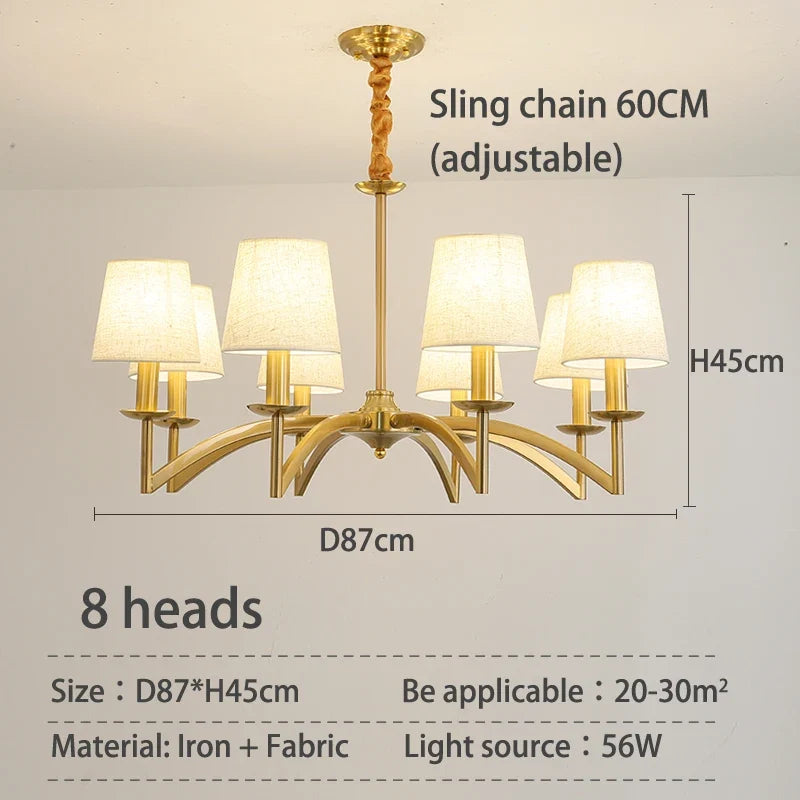 lustre rétro américain tissu led décoration cuisine éclairage suspendu