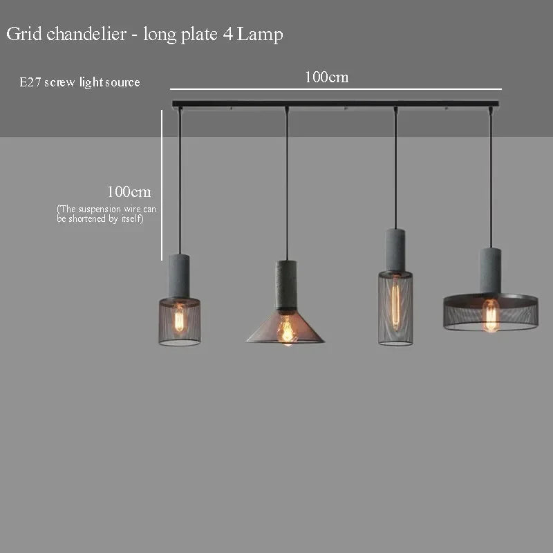 lampes suspendues en ciment pour loft industriel abat-jour en fer forgé