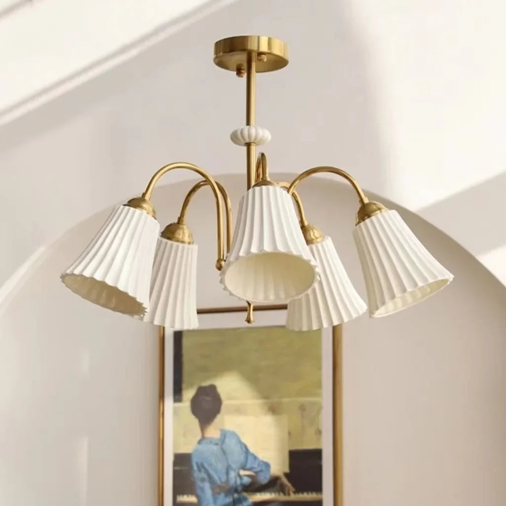 lustre rétro français en céramique et cuivre style américain design