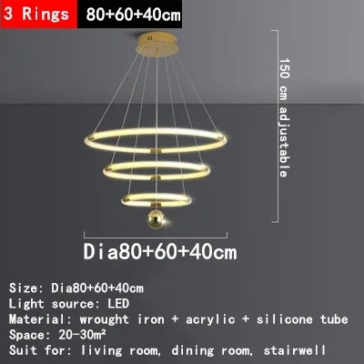 lustre à LED design avec détection de geste pour intérieur