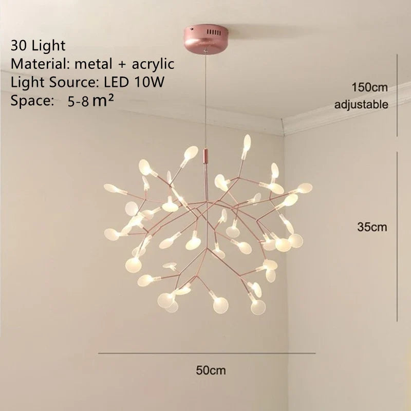 lustre led moderne avec branches rondes pour suspension
