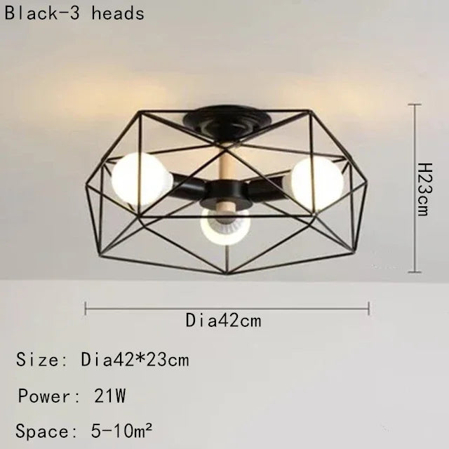 Hot Sale Multiple Heads Geometric Led Ceiling Lamp For Kitchen Item Living Room Bedroom Balcony Decorative Lighting Furniture