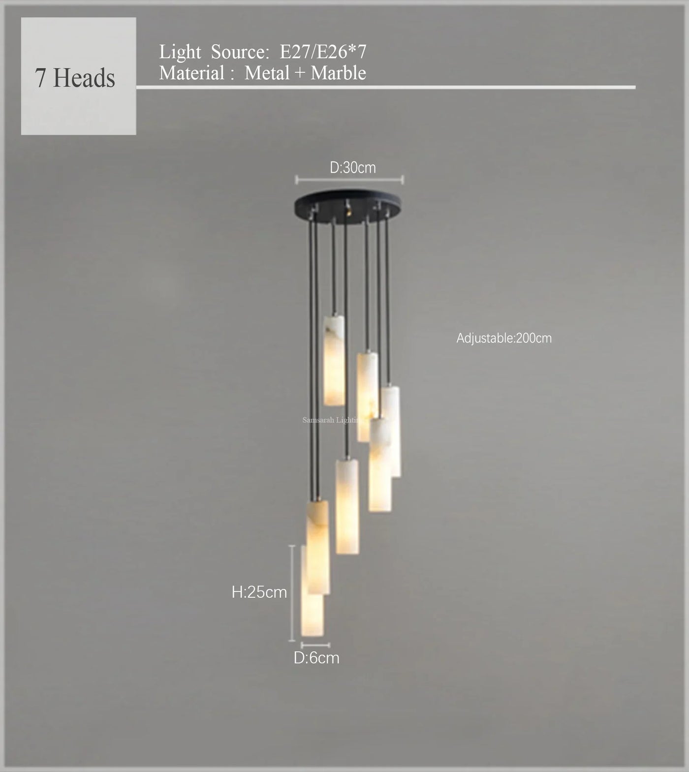suspension en marbre naturel style nordique pour éclairage moderne