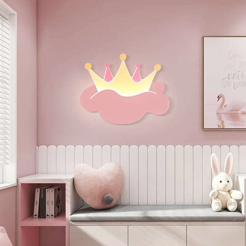 applique murale couronne avec télécommande pour chambre d'enfant