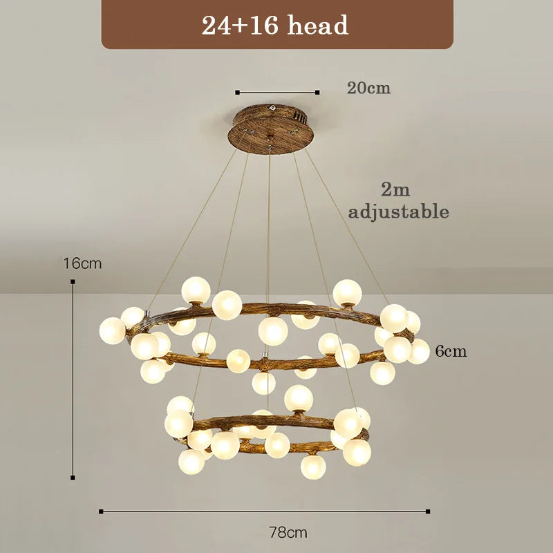 lustre de style wabi-sabi en bois artificiel pour intérieur