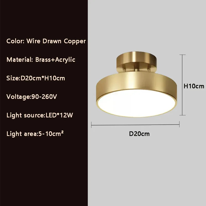 plafonnier cuivre led simple rond vestiaire