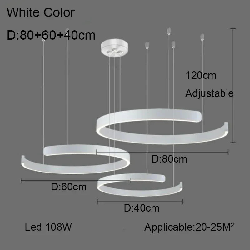 lustre à anneau en c design allemand avec couleurs changeantes