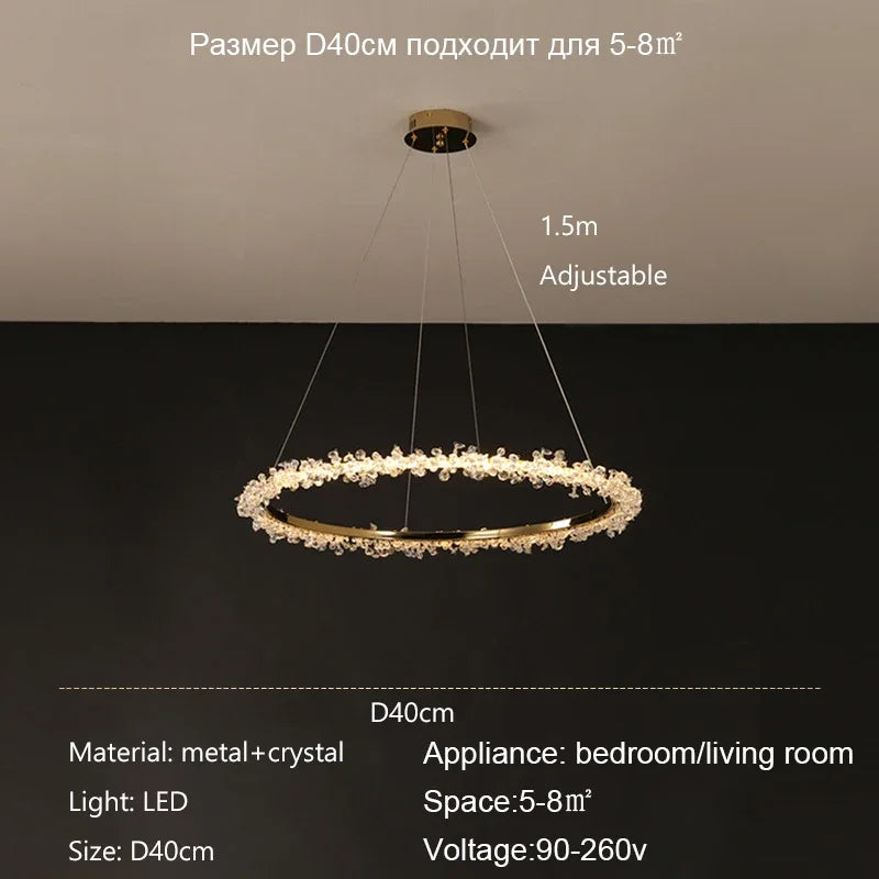 lustre nordique de luxe en cristal pour décoration moderne