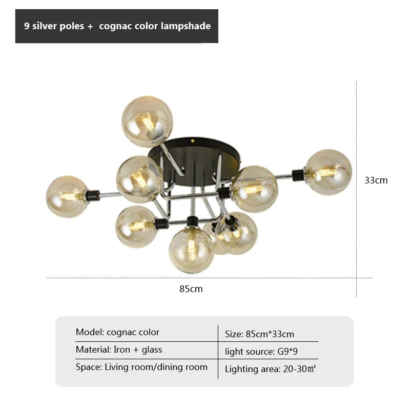 Plafonnier en verre nordique G9 LED lumière industrielle en métal pour chambre salon salle à manger étude maison intérieur loft lumière