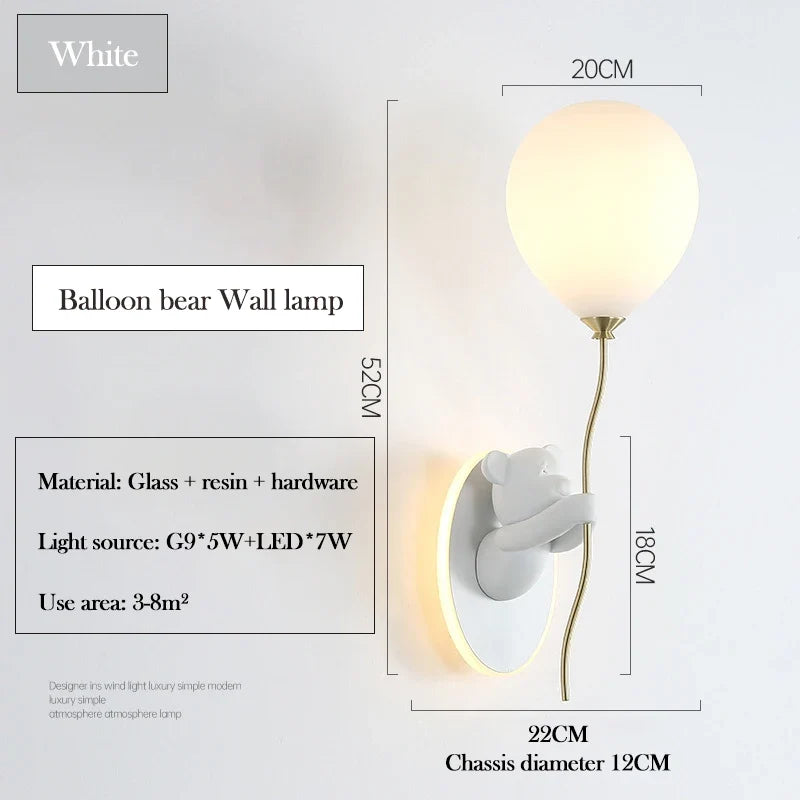 applique murale ours doré en verre lampe LED décoration chambre enfant