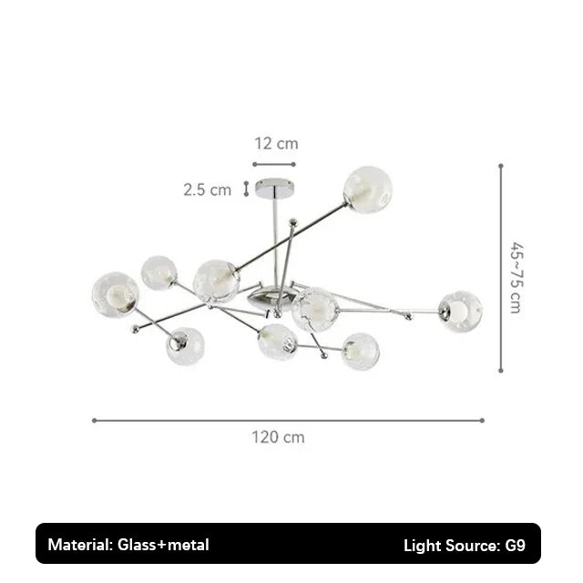 2024 Glass Chandelier Chrome Magic Bean Lights for  Living Room Pendant Lamp Bedroom Dining Room Ceiling Hanging Lamp