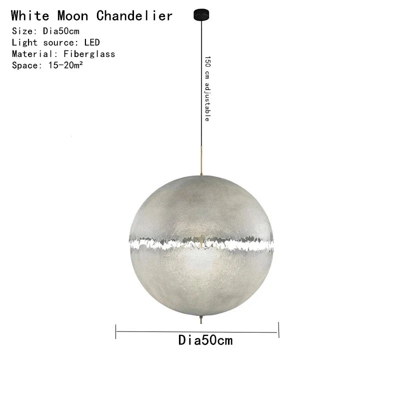 Suspension design italien forme lune éclairage led haut de gamme