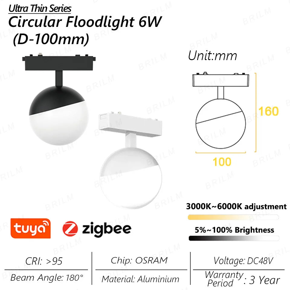 spot lumineux intelligent magnétique tuya zigbee à intensité variable
