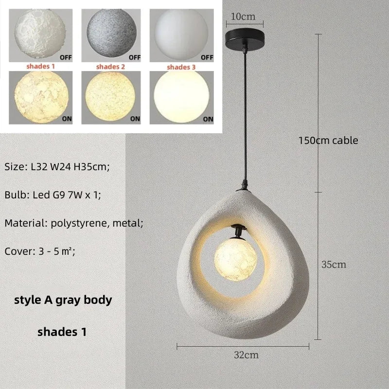 Nordique salle à manger suspension Led lumières Wabi Sabi Led suspension lampe chambre minimalisme suspension lampe décor à la maison éclairage intérieur lampe